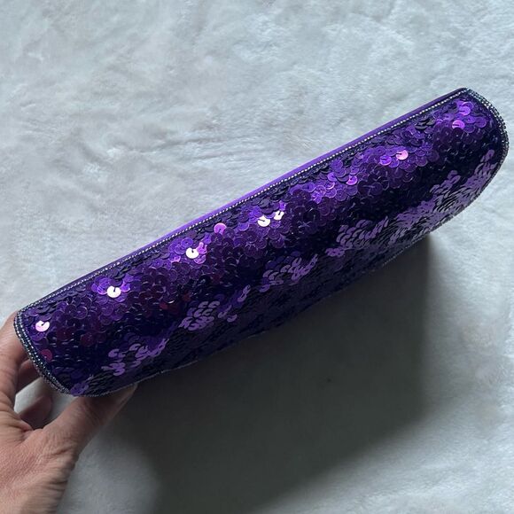 Vintage Purple Sequins Crossbody Purse Hand Bag Clutch by Stefani - Picture 5 of 14